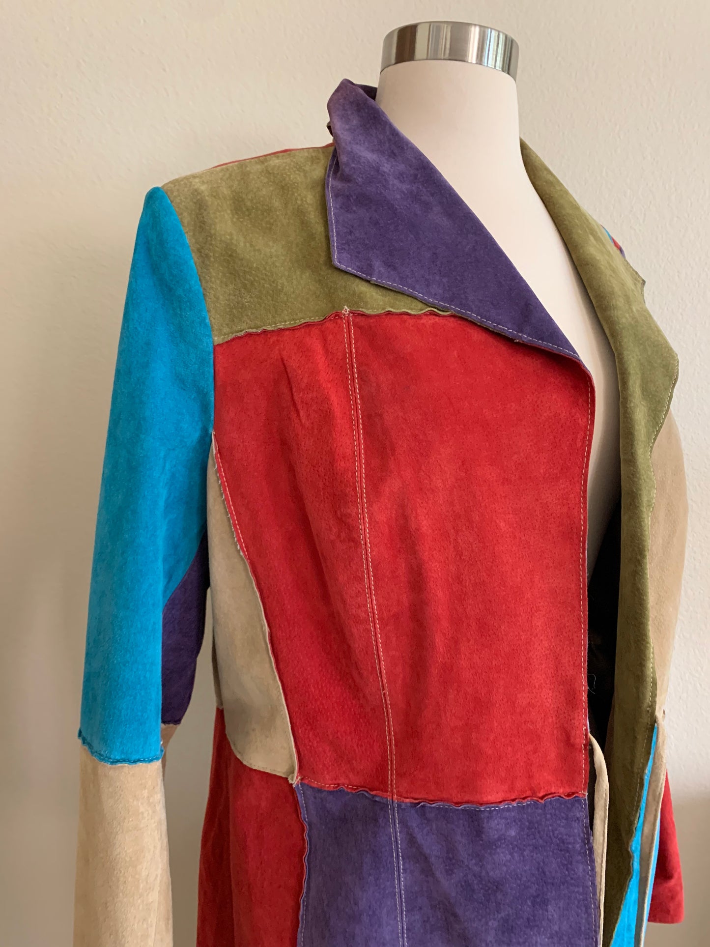 Patchwork Leather Coat